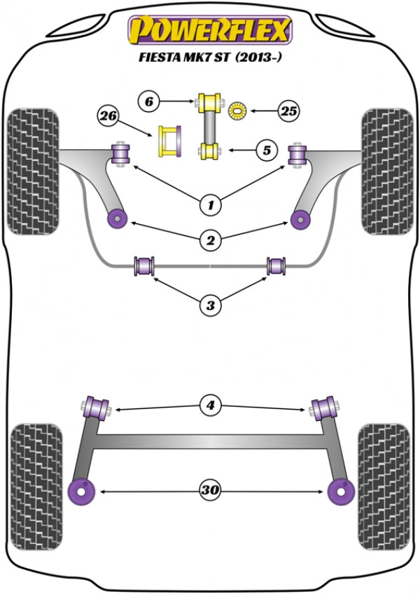 Powerflex Road Series Rear Spring Upper Isolator Bush Kit - Ford Fiesta ST MK7