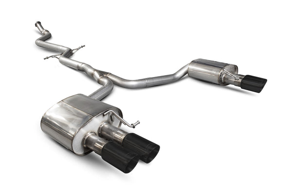 Scorpion Non-Resonated Cat Back Exhaust System (Daytona Quad Black Tip) - Audi A5 B8 2.0 TFSI