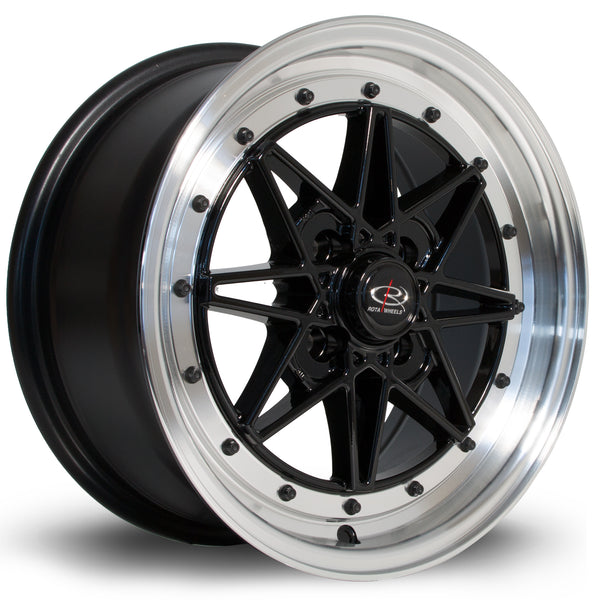 Rota Flashback 4x100 15" 7J ET40 Black (Polished Lip) Alloy Wheel