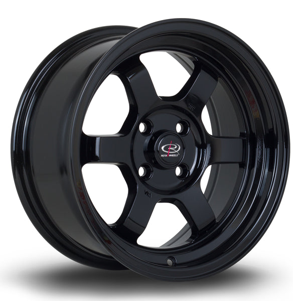 Rota Grid-V 4x100 15" 7J ET20 Black Alloy Wheel