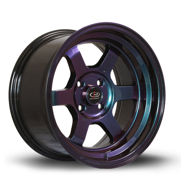 Rota Grid-V 4x100 15" 8J ET0 Neo Chrome Alloy Wheel