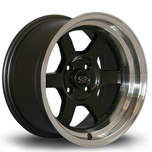 Rota Grid-V 4x100 15" 8J ET0 Gunmetal (Polished Lip) Alloy Wheel