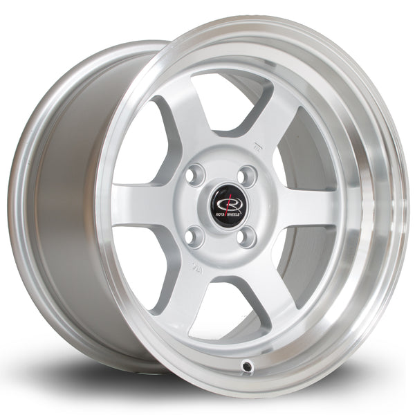 Rota Grid-V 4x100 15" 8J ET0 Silver (Polished Lip) Alloy Wheel