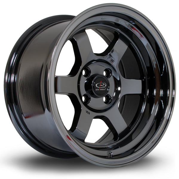 Rota Grid-V 4x100 15" 8J ET0 Titanium Chrome Alloy Wheel