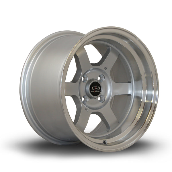 Rota Grid-V 4x100 15" 9J ET0 Silver (Polished Lip) Alloy Wheel