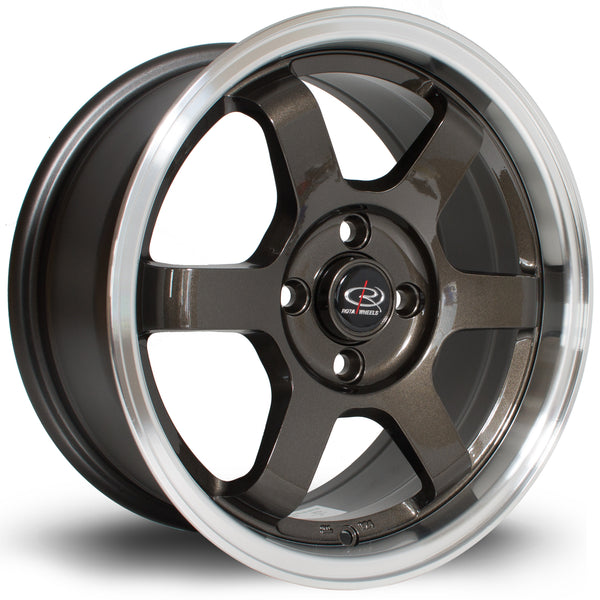 Rota Grid 4x100 15" 7J ET40 Gunmetal (Polished Lip) Alloy Wheel