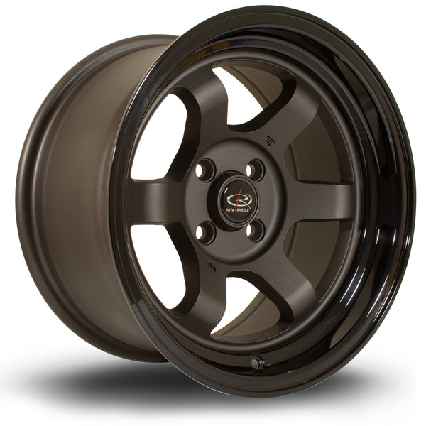 Rota Grid Max 4x100 15" 8J ET0 Flat Gunmetal (Gloss Black Lip) Alloy Wheel