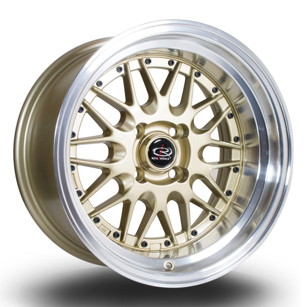 Rota Kensei 4x100 15" 8J ET0 Gold (Polished Lip) Alloy Wheel