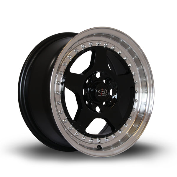 Rota Kyusha 4x100 15" 7J ET38 Black (Polished Lip) Alloy Wheel