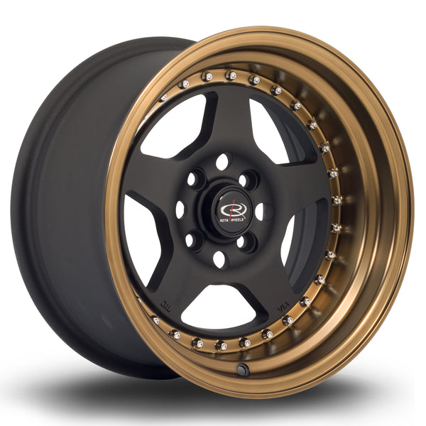 Rota Kyusha 4x114 15" 8J ET0 Flat Black (Speed Bronze Lip) Alloy Wheel