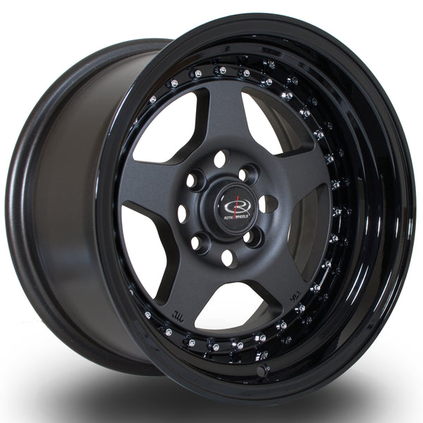 Rota Kyusha 4x114 15" 8J ET0 Flat Gunmetal (Gloss Black Lip) Alloy Wheel