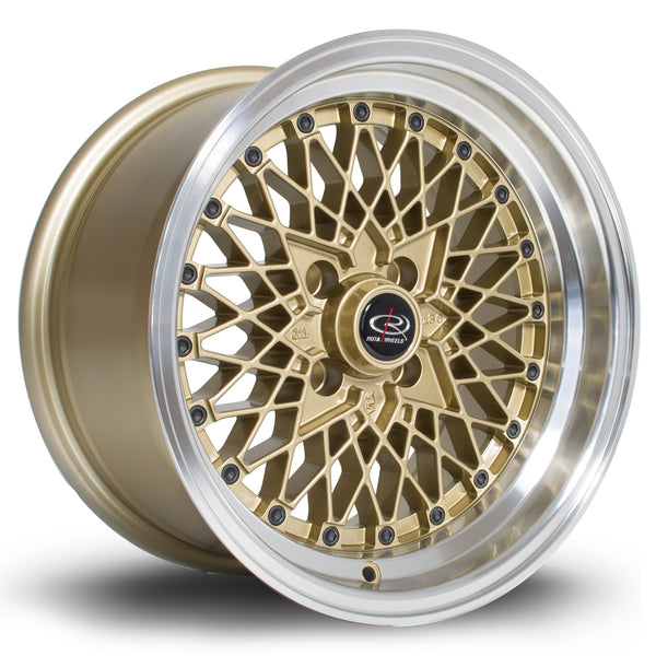 Rota OSMesh 4x100 15" 8J ET20 Gold (Polished Lip) Alloy Wheel