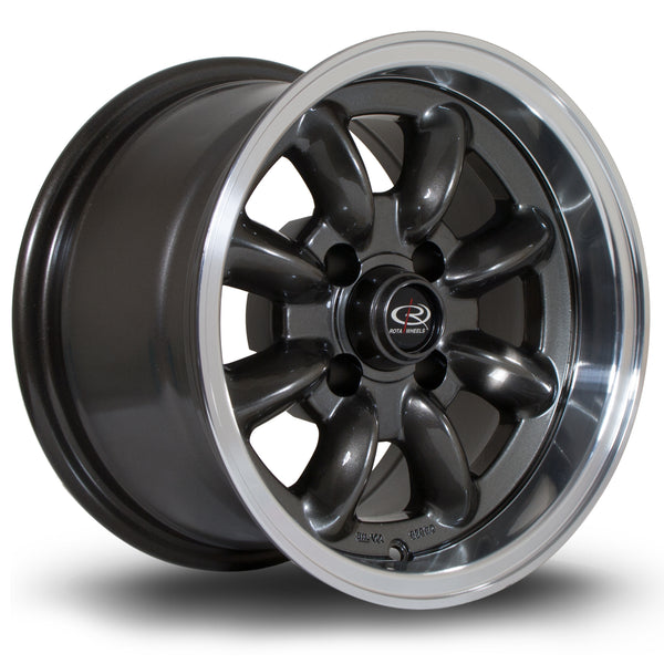 Rota RB 4x100 13" 8J ET4 Gunmetal (Polished Lip) Alloy Wheel