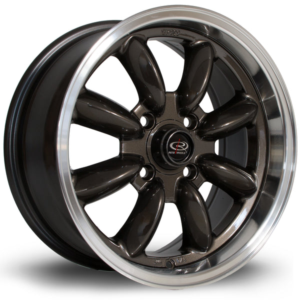 Rota RB 4x108 15" 7J ET30 Gunmetal (Polished Lip) Alloy Wheel