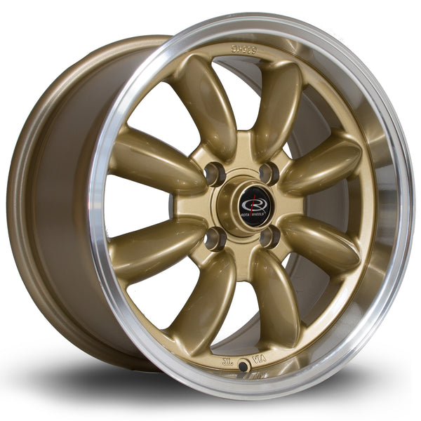 Rota RB 4x100 15" 8J ET30 Gold (Polished Lip) Alloy Wheel