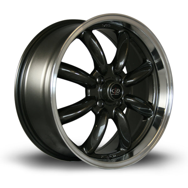 Rota RB 4x100 17" 7.5J ET45 Gunmetal (Polished Lip) Alloy Wheel