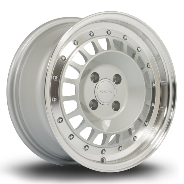 Rota Speciale 4x108 15" 7J ET20 Satin Silver (Polished Lip) Alloy Wheel