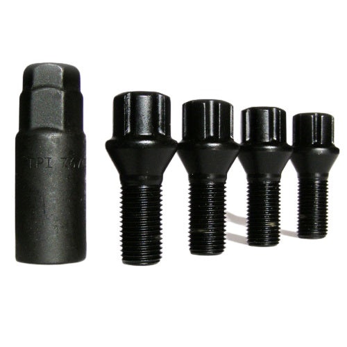 TPI Premium Steel Locking Wheel Bolt Set - Black